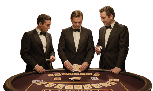 Rat Pack Gentlemen am Kartentisch im Retro Las Vegas Stil bei Total Casino