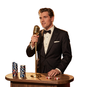 Vintage Casino Turnier-Moderator pr&auml;sentiert Slot-Rennen Preispools bei Total Casino