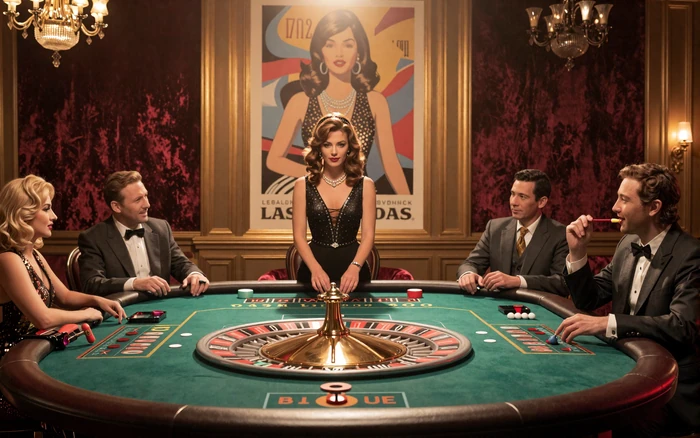 Live Casino Dealer am Roulette Tisch im Retro Las Vegas Stil bei Total Casino